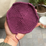 Crochet swatch for new hat color Amaranth Purple 