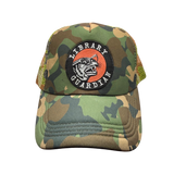 North Ferry Hats Troubled Birds Baseball Cap Collection for Earth Day featuring Library Guardian Patch and artwork by Mincing Mockingbird. Support a womanowned small business in Ithaca NY for Earth Day Womens History Month and Spring Hat Shpping