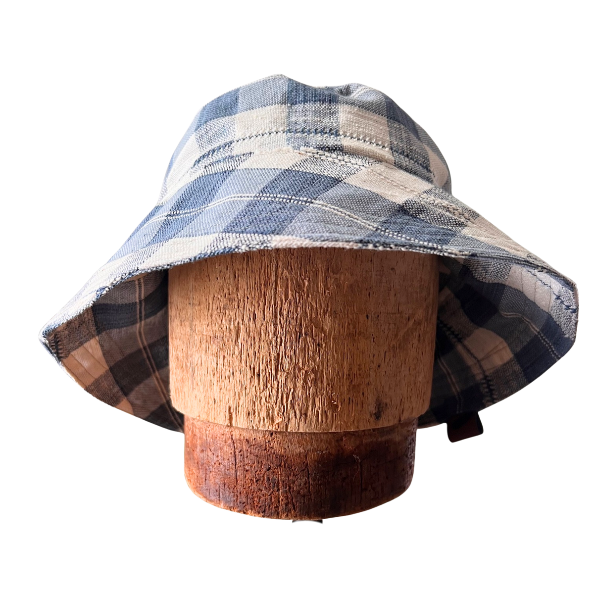Blue and White Cotton Gingham print Bucket Hat Sun Hat that Fits most sizes
