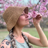 Crochet Raffia Bucket Hat with flexible brim and relaxed fit 
