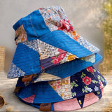 Handmade in Ithaca NY with Upcycled Vintage Fabrics A Reversible Quilted Bucket Hat that is lightweight for hot summers. 2 Hats in 1. Relaxed Fit for Men Women and Kids