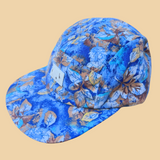 Winter Blue Florals Print 5 panel Flat Brim Cap, all one print. 