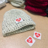 Thick Knitted Winter beanie Hats with 'Be Kind' patches