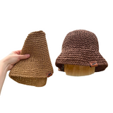 side by side of the colors offered in new Crochet Raffia Hats Dark Earth and Light Tan